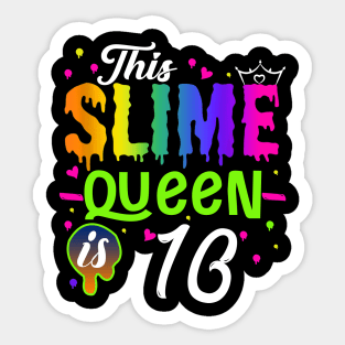 Kids This Slime Queen Is 10 Girl 10th Birthday Party Squad Outfit Sticker